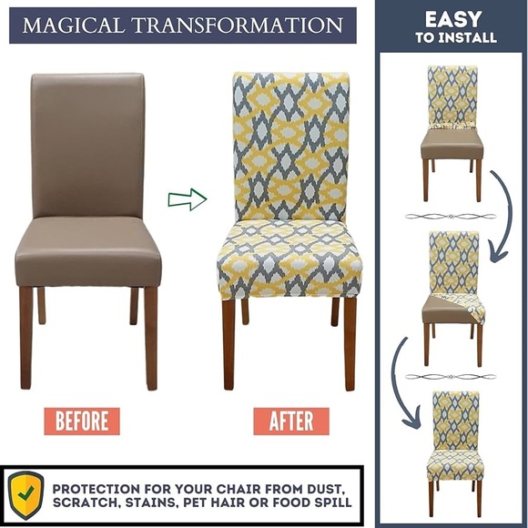 Springrico Stretch Dining Chair Covers..sunshine zen..4pack..(NWT) - Picture 3 of 5